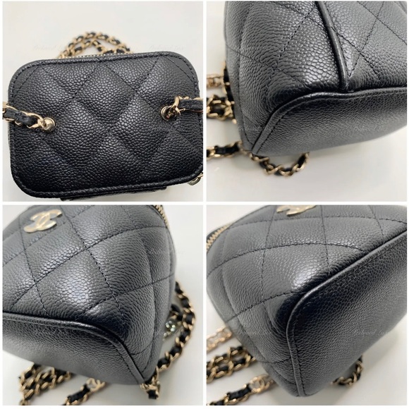 Authentic CHANEL Caviar Black Mini Square Vanity Case CC Chain Bag Gold Hardware - Picture 8 of 12